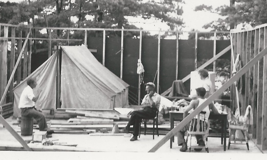 A break together while the cottage walls were going up.